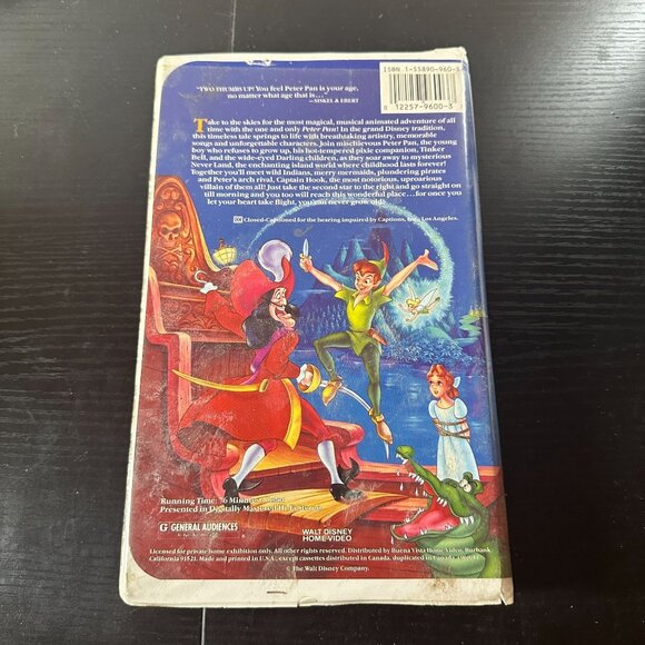Walt Disneys Classic Peter Pan VHS 1990 Clamshell Edition - Picture 2 of 5